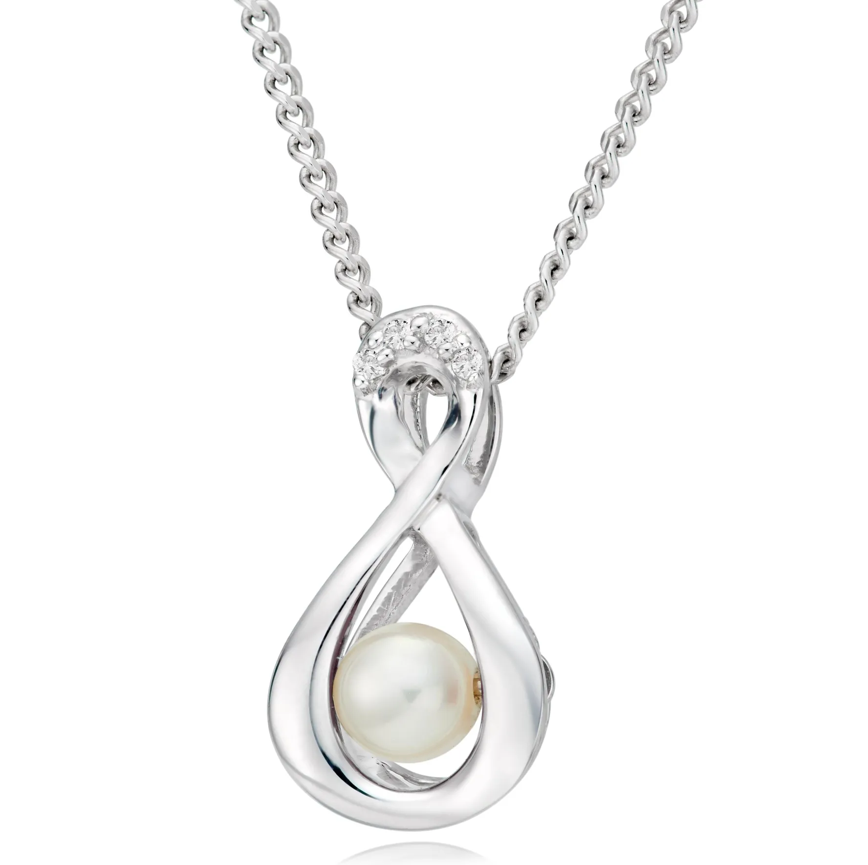 Beaverbrooks Dance 9ct White Gold Diamond Pearl Birthstone Pendant