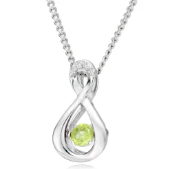Beaverbrooks Dance 9ct White Gold Diamond Peridot Birthstone Pendant