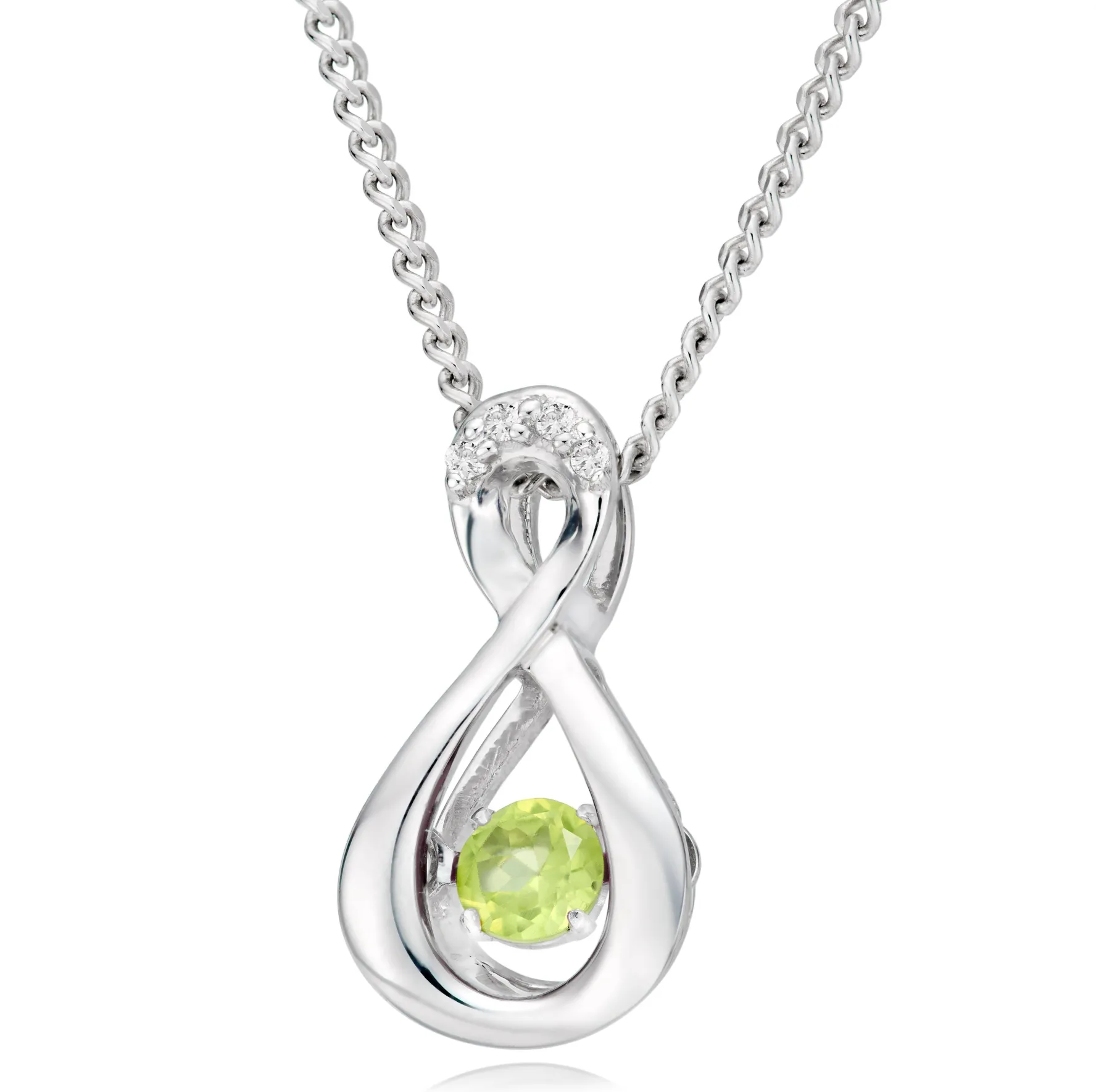 Beaverbrooks Dance 9ct White Gold Diamond Peridot Birthstone Pendant