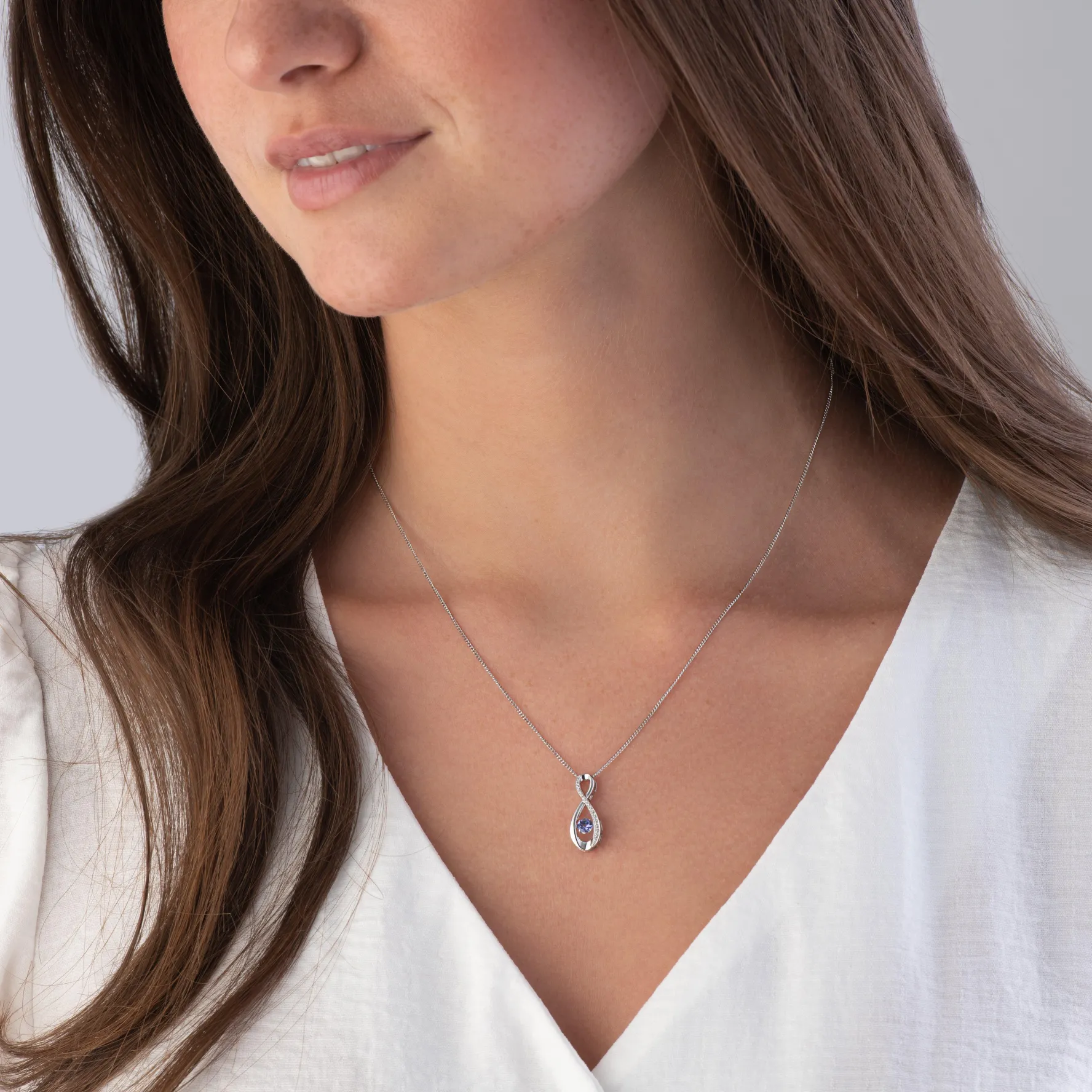 Beaverbrooks Dance 9ct White Gold Diamond Tanzanite Pendant