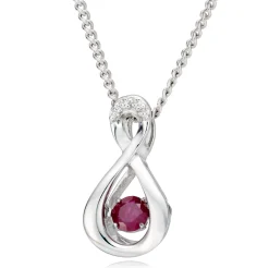 Beaverbrooks Dance 9ct White Gold Diamond Ruby Birthstone Pendant