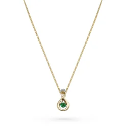 Beaverbrooks Dance 9ct Yellow Gold Diamond Emerald Pendant