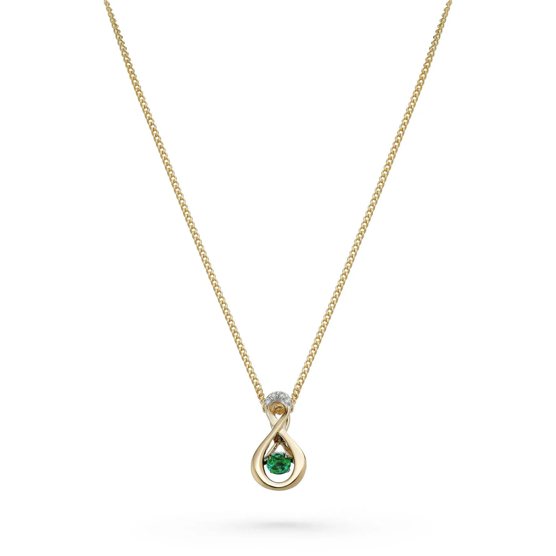 Beaverbrooks Dance 9ct Yellow Gold Diamond Emerald Pendant