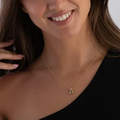 Beaverbrooks Dance 9ct Yellow Gold Diamond Emerald Pendant