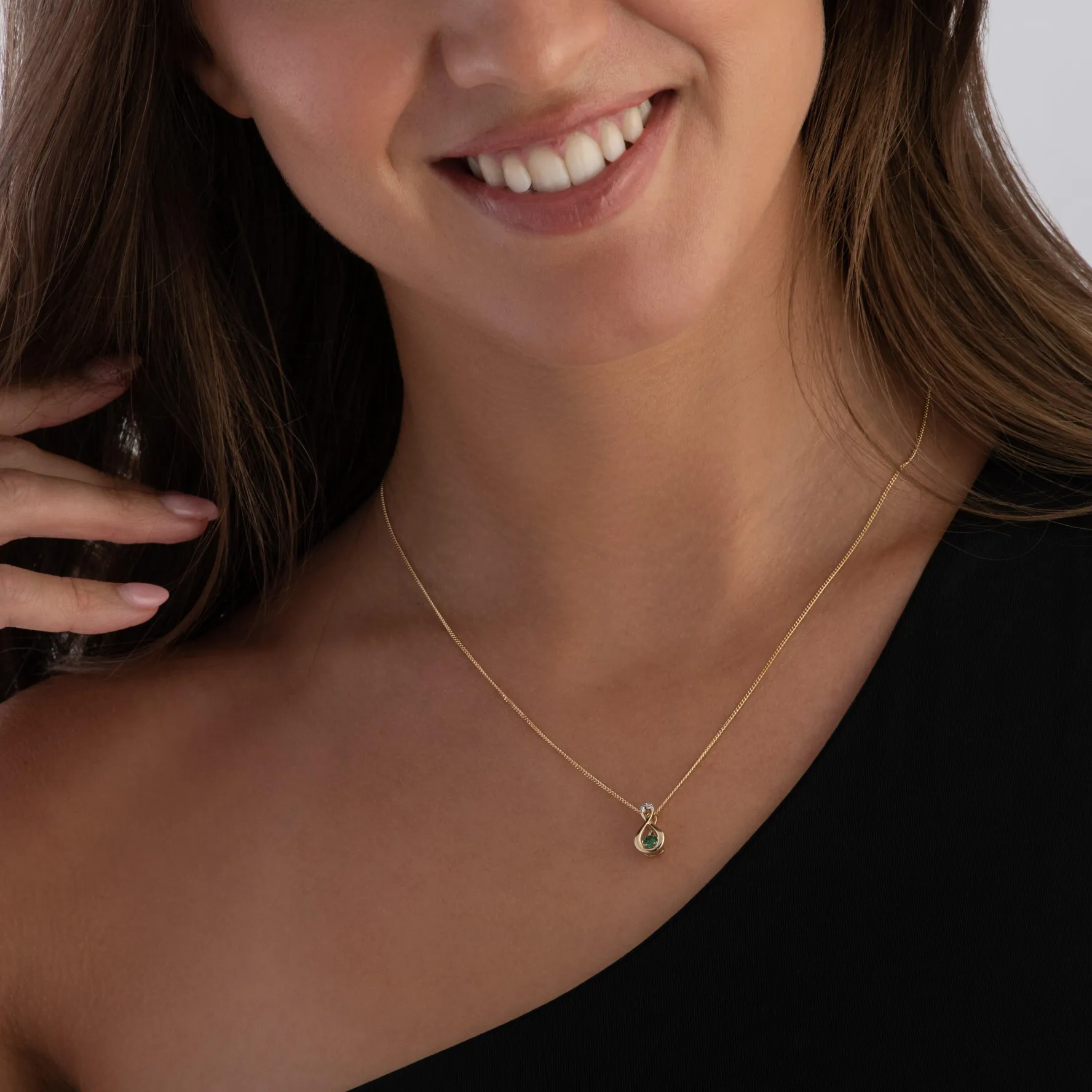 Beaverbrooks Dance 9ct Yellow Gold Diamond Emerald Pendant