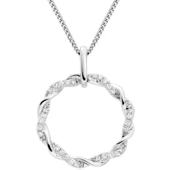 Beaverbrooks Entwine 9ct White Gold Diamond Circle Pendant