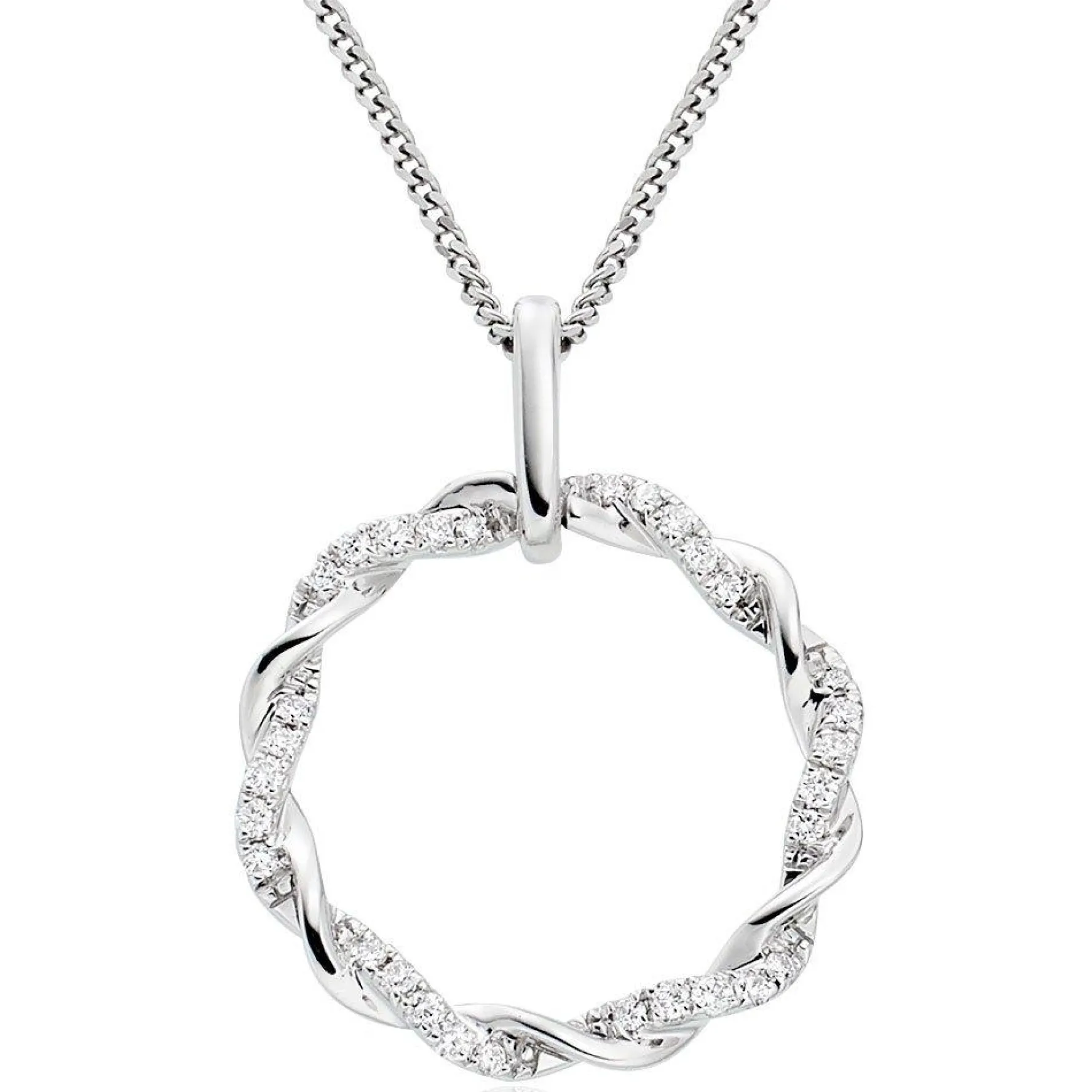 Beaverbrooks Entwine 9ct White Gold Diamond Circle Pendant
