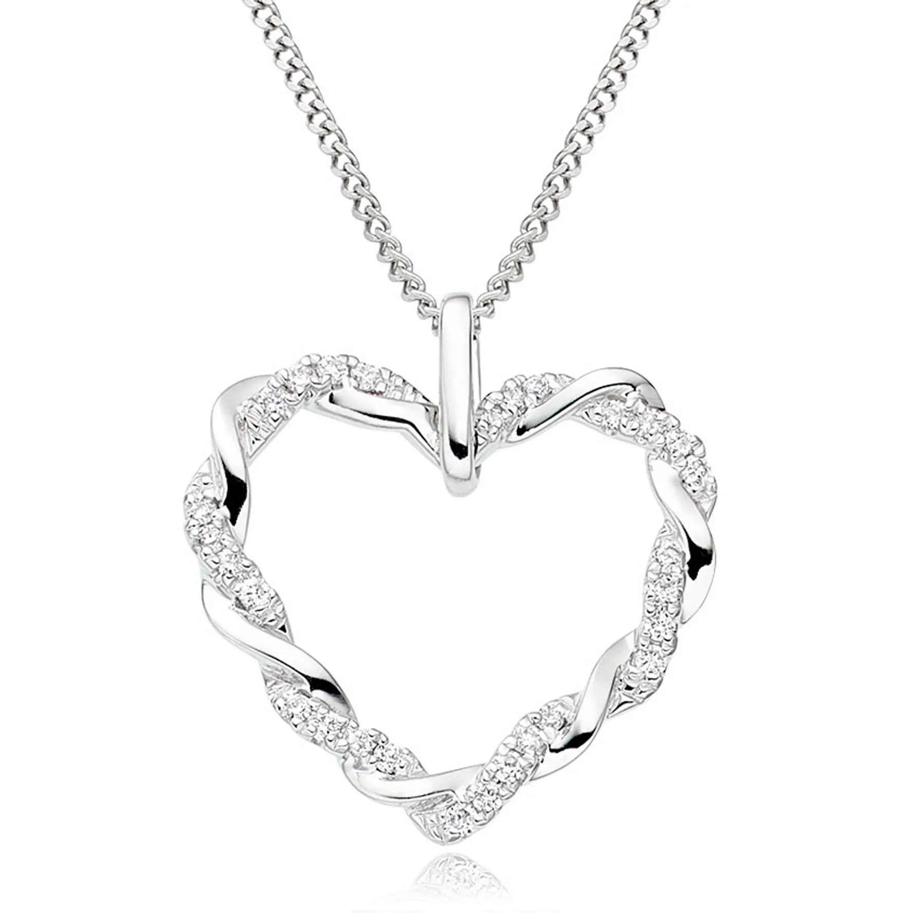 Beaverbrooks Entwine 9ct White Gold Diamond Heart Pendant