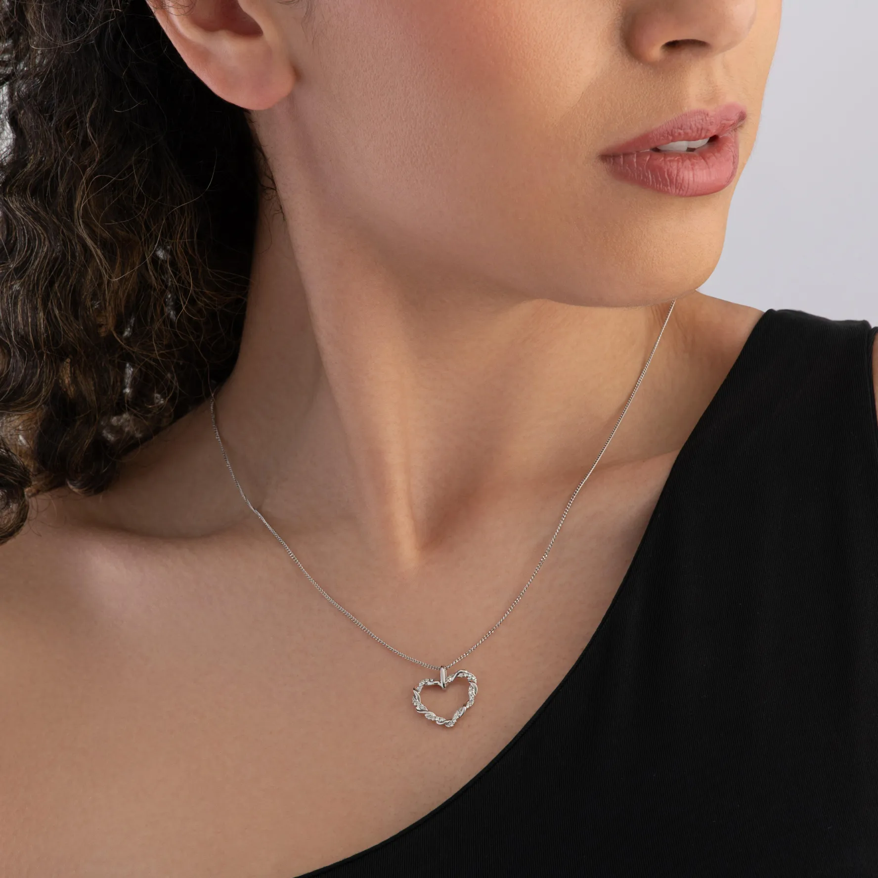 Beaverbrooks Entwine 9ct White Gold Diamond Heart Pendant