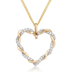 Beaverbrooks Entwine 9ct Yellow Gold Diamond Heart Pendant