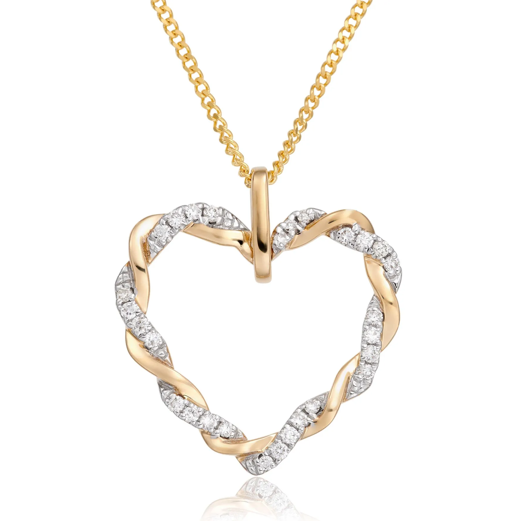 Beaverbrooks Entwine 9ct Yellow Gold Diamond Heart Pendant