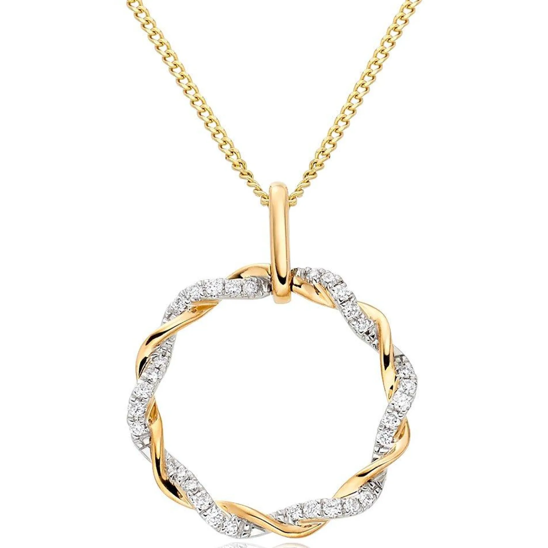 Beaverbrooks Entwine 9ct Yellow Gold Diamond Circle Pendant