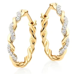 Beaverbrooks Entwine 9ct Yellow Gold Diamond Hoop Earrings