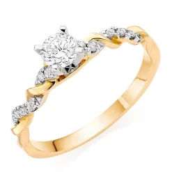 Beaverbrooks Entwine 18ct Yellow Gold Diamond Solitaire Ring