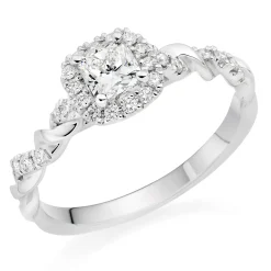 Beaverbrooks Entwine Platinum Diamond Cushion Cut Halo Ring