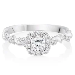 Beaverbrooks Entwine Platinum Diamond Cushion Cut Halo Ring