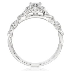 Beaverbrooks Entwine Platinum Diamond Cushion Cut Halo Ring