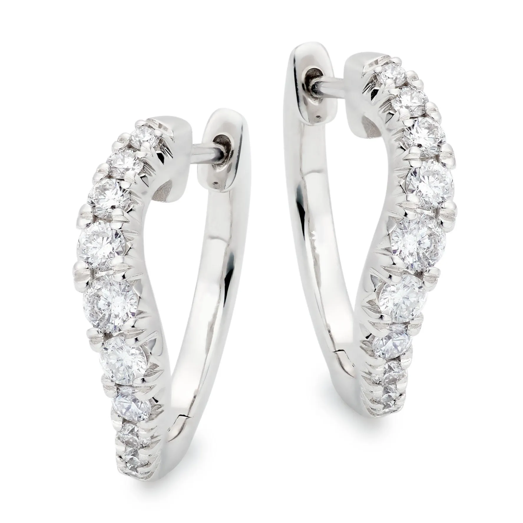 Beaverbrooks Essence 9ct White Gold Diamond Hoop Earrings