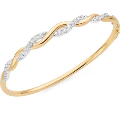 Beaverbrooks Essence 9ct Yellow Gold Diamond Twist Bangle
