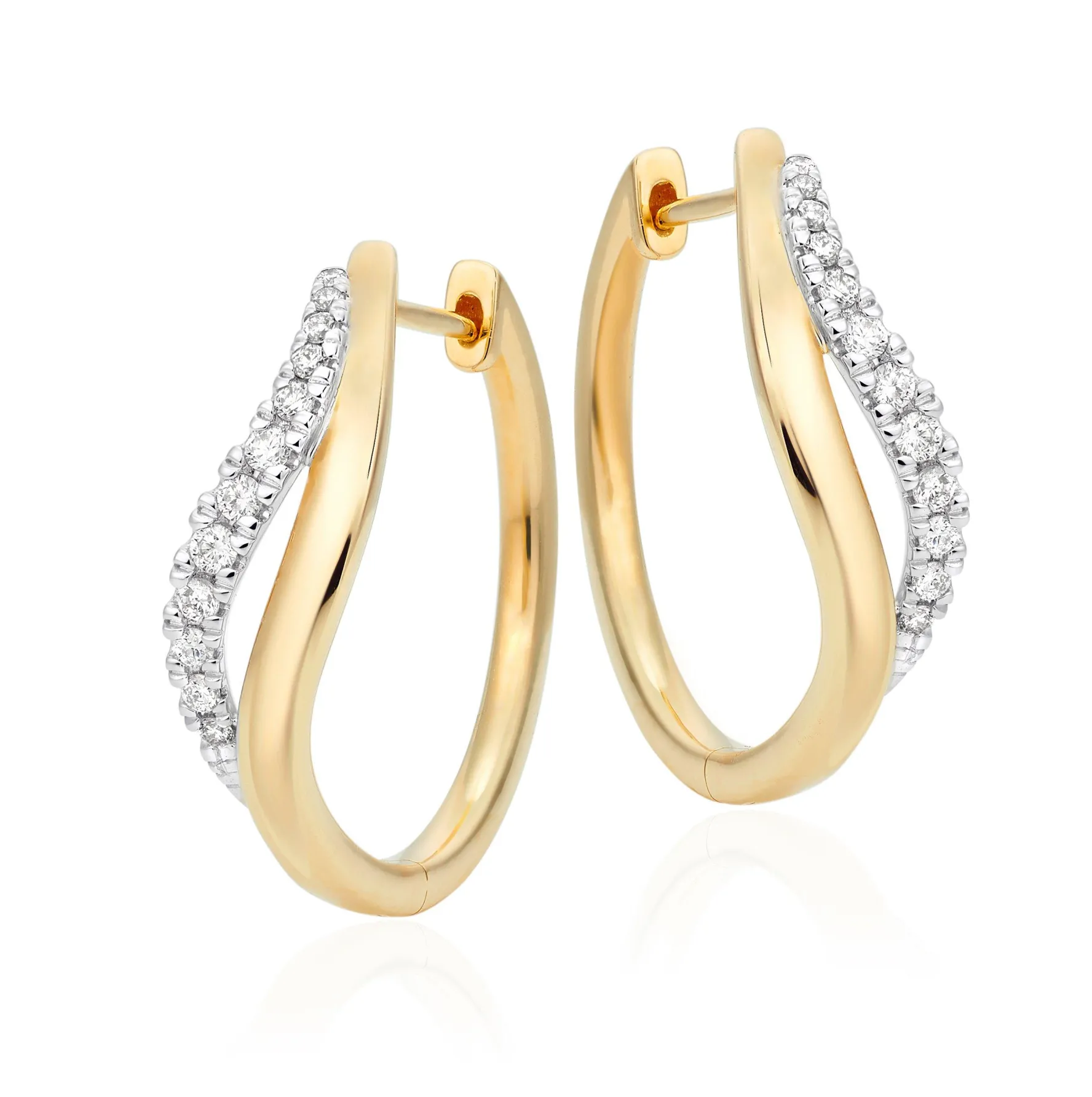 Beaverbrooks Essence 9ct Yellow Gold Diamond Hoop Earrings