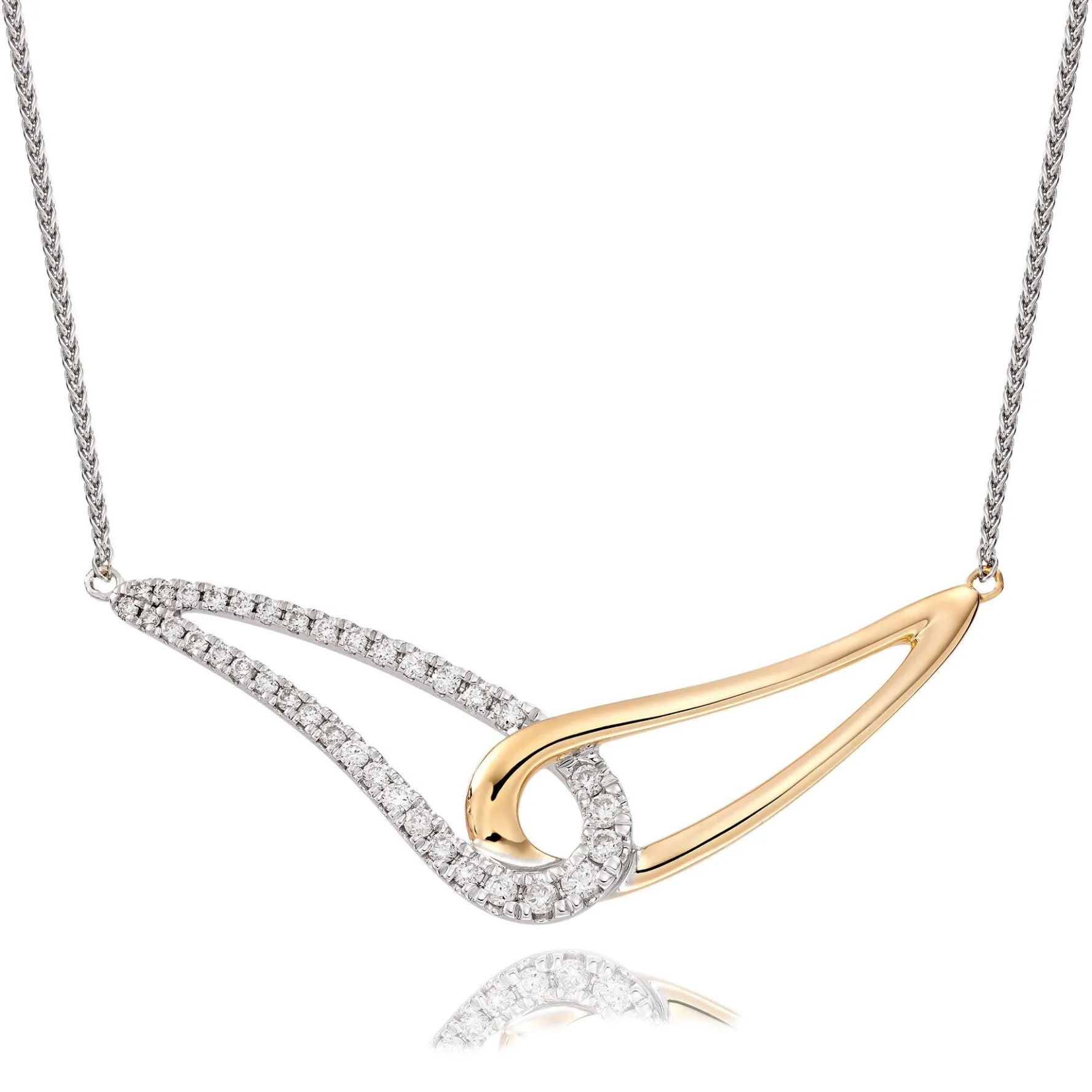 Beaverbrooks Essence 9ct Yellow Gold and White Gold Diamond Necklace