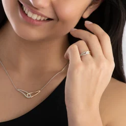 Beaverbrooks Essence 9ct Yellow Gold and White Gold Diamond Necklace