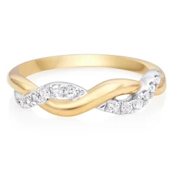 Beaverbrooks Essence 9ct Yellow Gold Diamond Twist Ring
