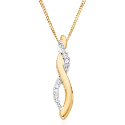 Beaverbrooks Essence 9ct Yellow Gold Diamond Twist Pendant