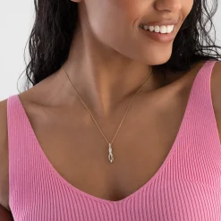 Beaverbrooks Essence 9ct Yellow Gold Diamond Twist Pendant