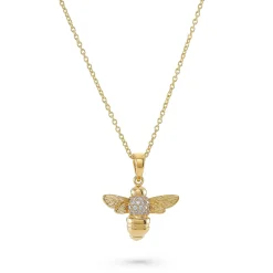 Beaverbrooks Gold Plated Silver Cubic Zirconia Bee Pendant