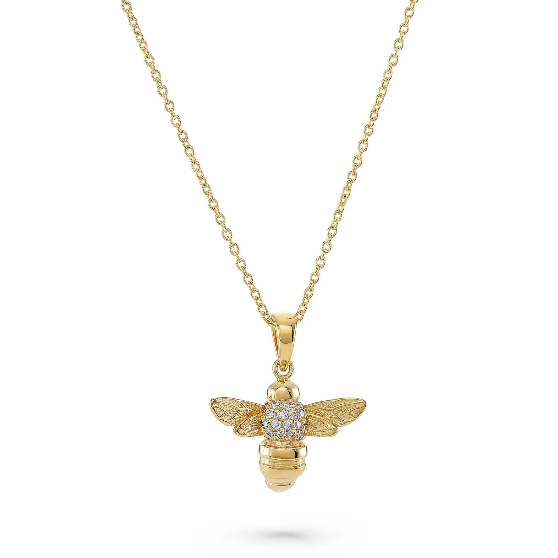 Beaverbrooks Gold Plated Silver Cubic Zirconia Bee Pendant