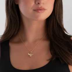 Beaverbrooks Gold Plated Silver Cubic Zirconia Bee Pendant
