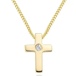 Beaverbrooks Mini B 9ct Gold Diamond Cross Pendant