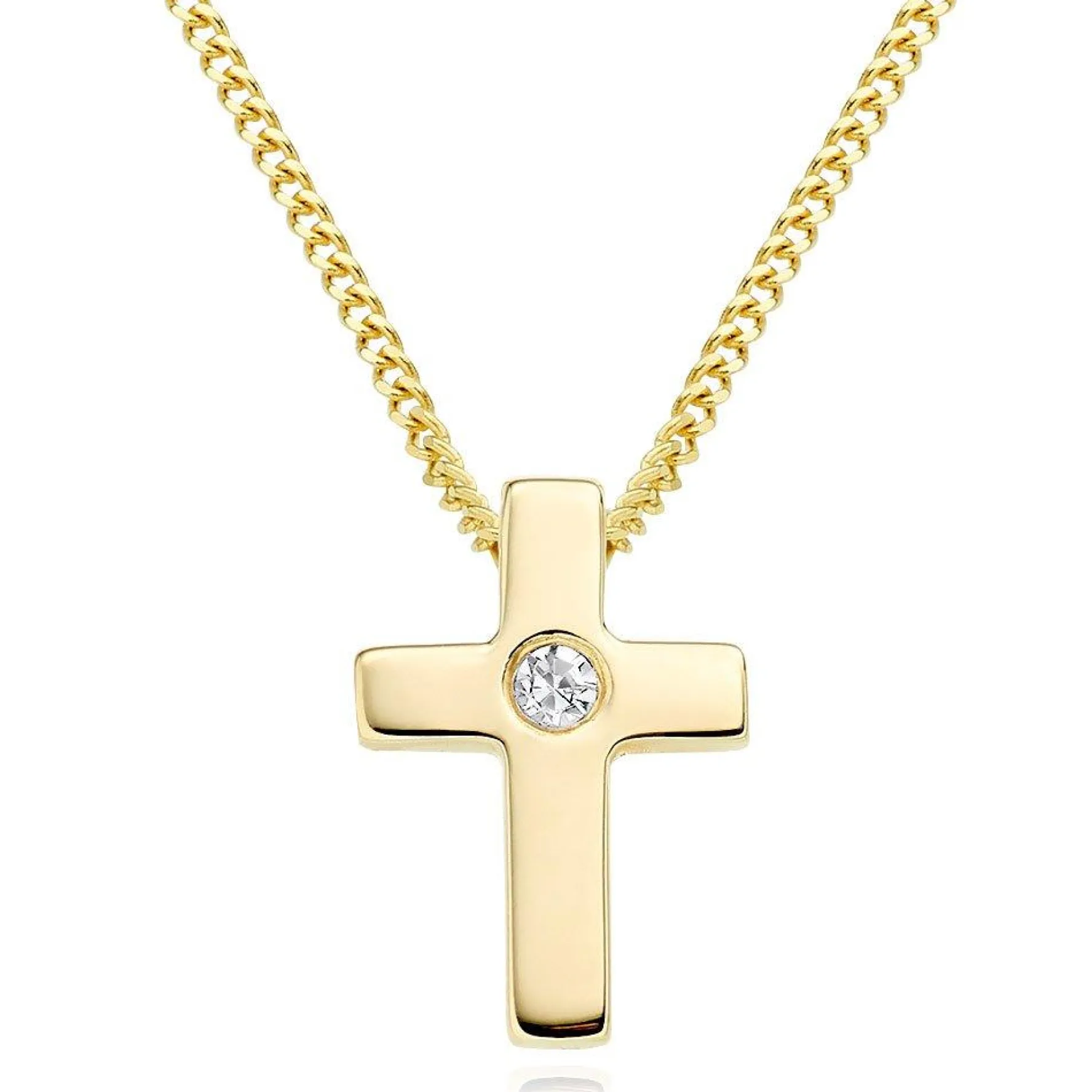 Beaverbrooks Mini B 9ct Gold Diamond Cross Pendant