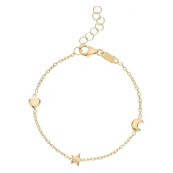 Beaverbrooks Mini B 9ct Yellow Gold Star and Moon Bracelet