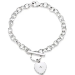 Beaverbrooks Mini B Silver Diamond Heart Bracelet
