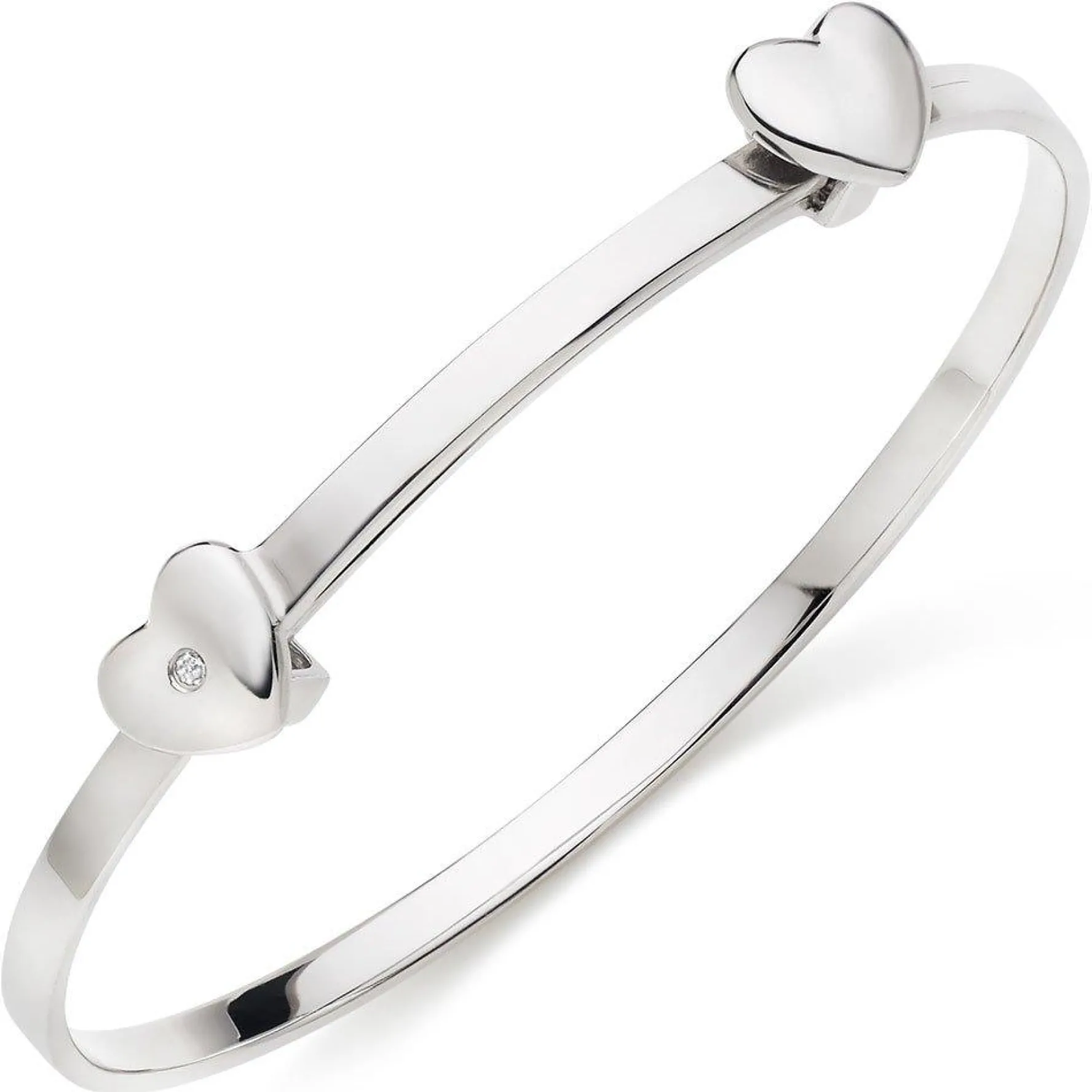 Beaverbrooks Mini B Silver Diamond Heart Bangle