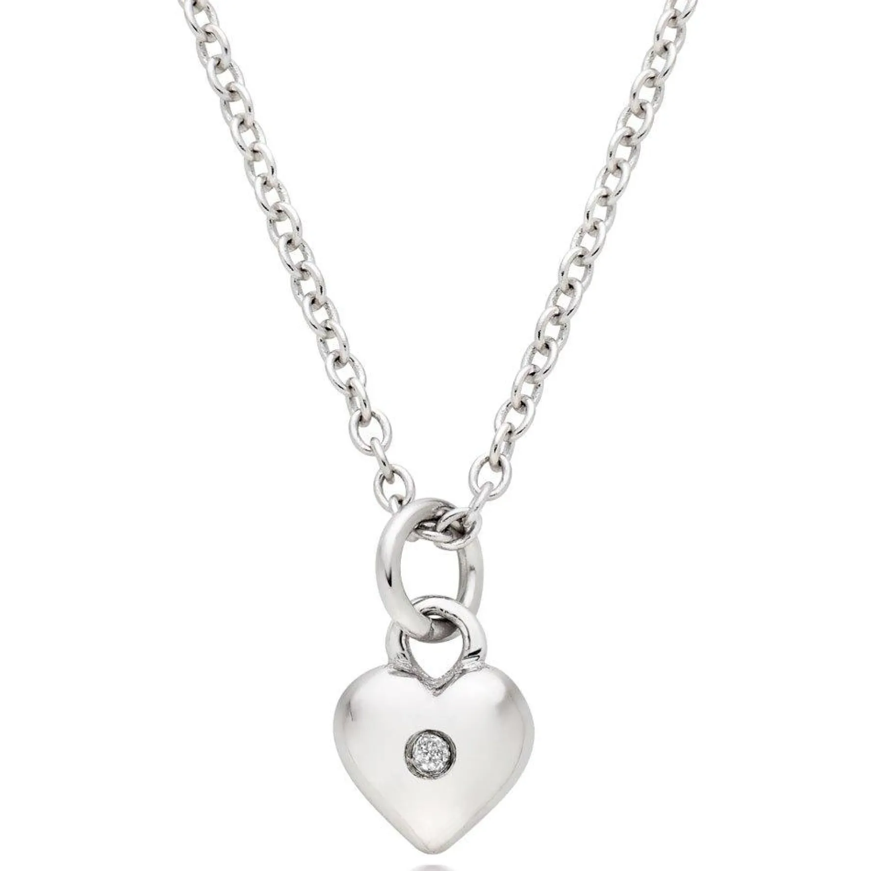 Beaverbrooks Mini B Silver Diamond Heart Pendant