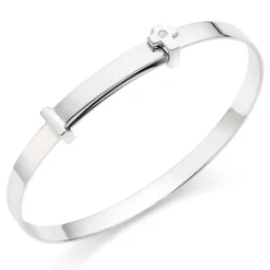 Beaverbrooks Mini B Silver Diamond Cross Bangle