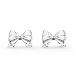 Beaverbrooks Mini B Silver Diamond Bow Earrings
