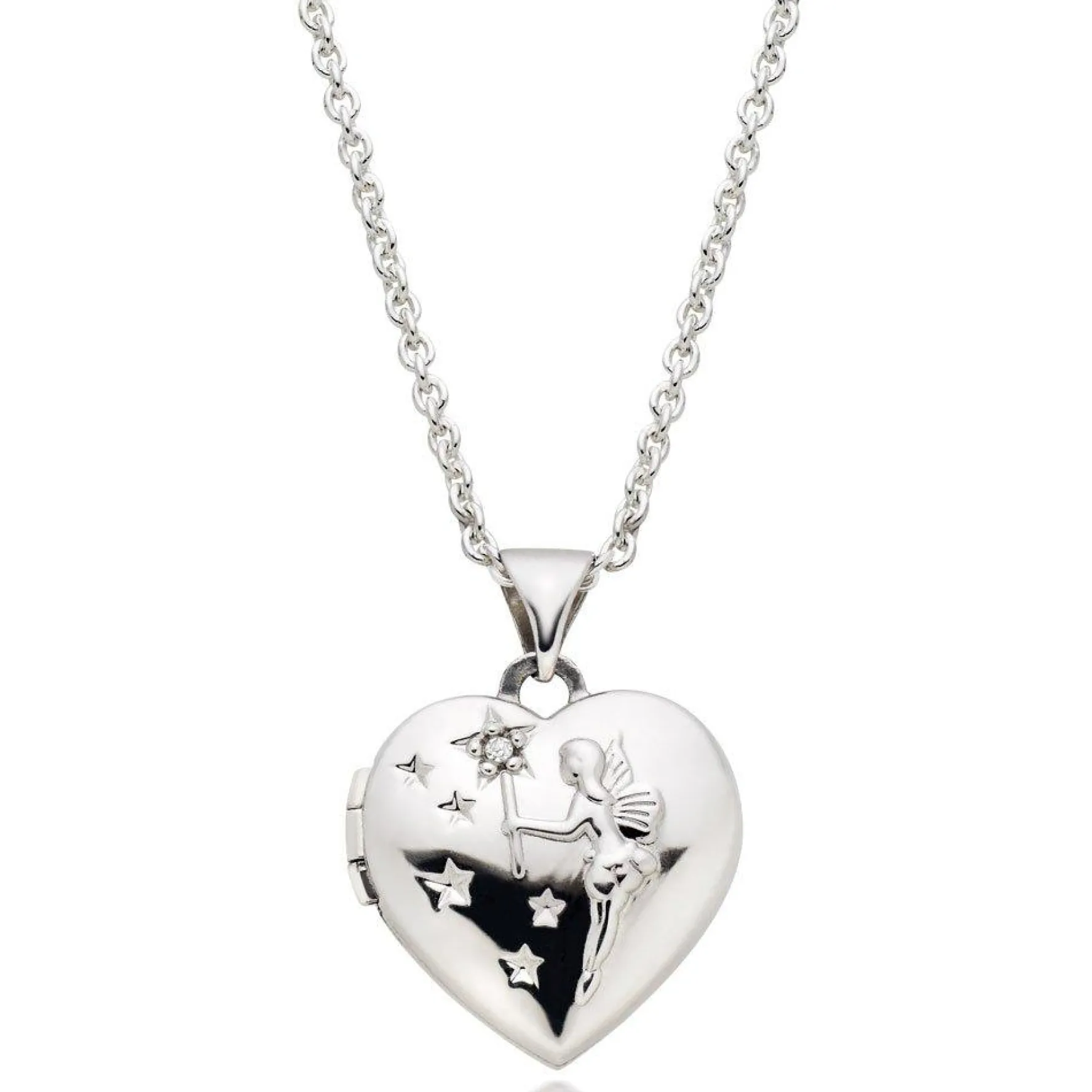 Beaverbrooks Mini B Silver Diamond Fairy Heart Locket