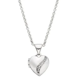 Beaverbrooks Mini B Silver Diamond Heart Locket