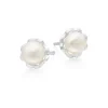 Beaverbrooks Mini B Silver Freshwater Cultured Pearl Flower Earrings