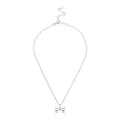 Beaverbrooks Mini B Silver Diamond Bow Pendant