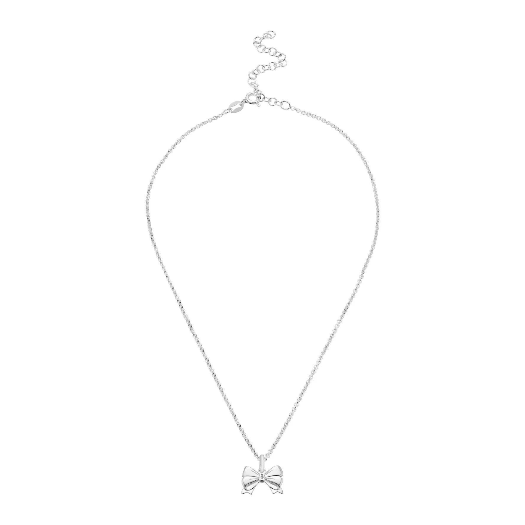 Beaverbrooks Mini B Silver Diamond Bow Pendant