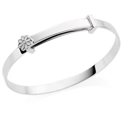 Beaverbrooks Mini B Silver Diamond Flower Bangle
