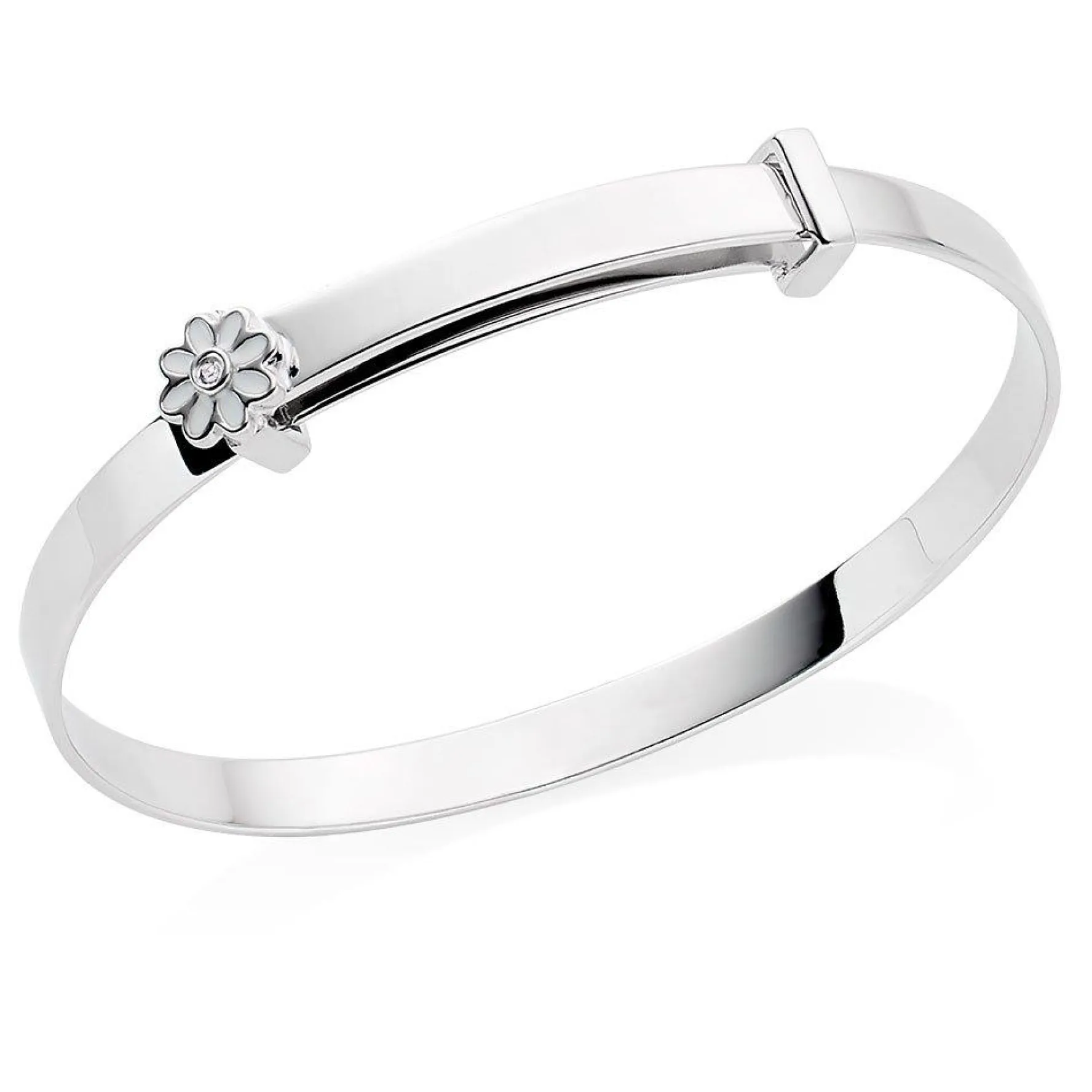 Beaverbrooks Mini B Silver Diamond Flower Bangle