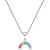 Beaverbrooks Mini B Silver Cubic Zirconia Multicoloured Rainbow Necklace