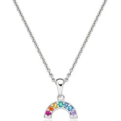 Beaverbrooks Mini B Silver Cubic Zirconia Multicoloured Rainbow Necklace