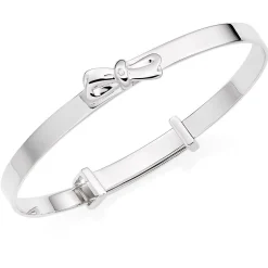 Beaverbrooks Mini B Silver Diamond Bow Bangle